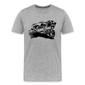 Autocross T-Shirt selber bedrucken - Männer Premium Bio T-Shirt - Grau meliert - Vorne - Damien (186cm)