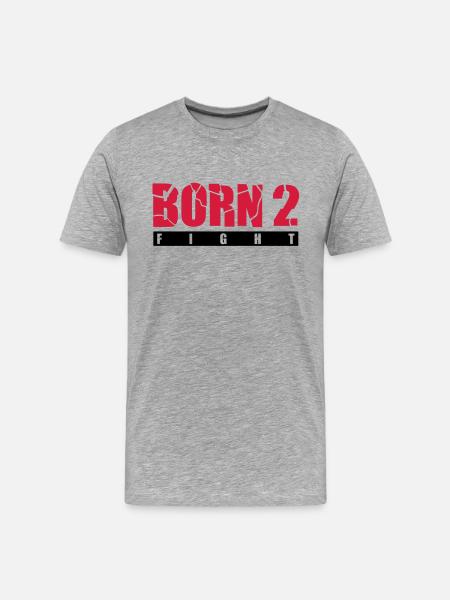 born_2_fight_g2 - Männer Premium Bio T-Shirt - Grau meliert