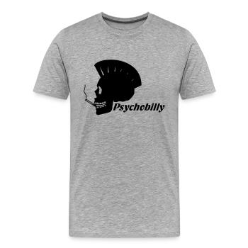 PSYCHOBILLY,ROCK,GITARRE,FLATTOP,FLAT,GITARRE,MUSI - Männer Premium Bio T-Shirt - Grau meliert - Vorne - Damien (186cm)