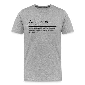 Weizen Duden Spruch Lustig Schwarz - Männer Premium Bio T-Shirt - Grau meliert - Vorne - Damien (186cm)