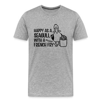 French Fry Happy Seagull - Men's Premium Organic T-Shirt - heather grey - Front - Damien (186cm)