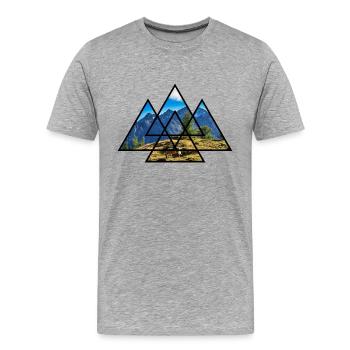 T-Shirt Dreiecke Pferd Alpen Berge Wandern Natur - Männer Premium Bio T-Shirt - Grau meliert - Vorne - Damien (186cm)