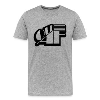 old AF Text Logo - Männer Premium Bio T-Shirt - Grau meliert - Vorne - Damien (186cm)