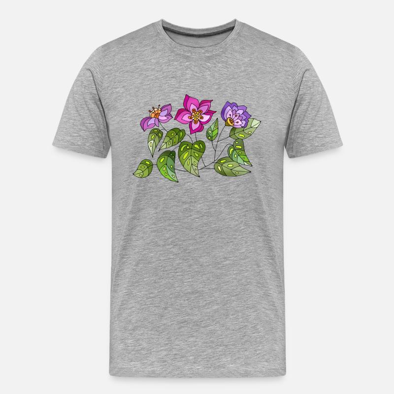 Blumen - Männer Premium Bio T-Shirt - Grau meliert