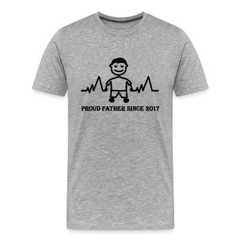 Proud father of a boy since 2017 - Men's Premium Organic T-Shirt - heather grey - Front - Damien (186cm)