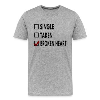 SINGLE noir blanc BROKEN - T-shirt bio Premium Homme - gris chiné - Devant - Damien (186cm)