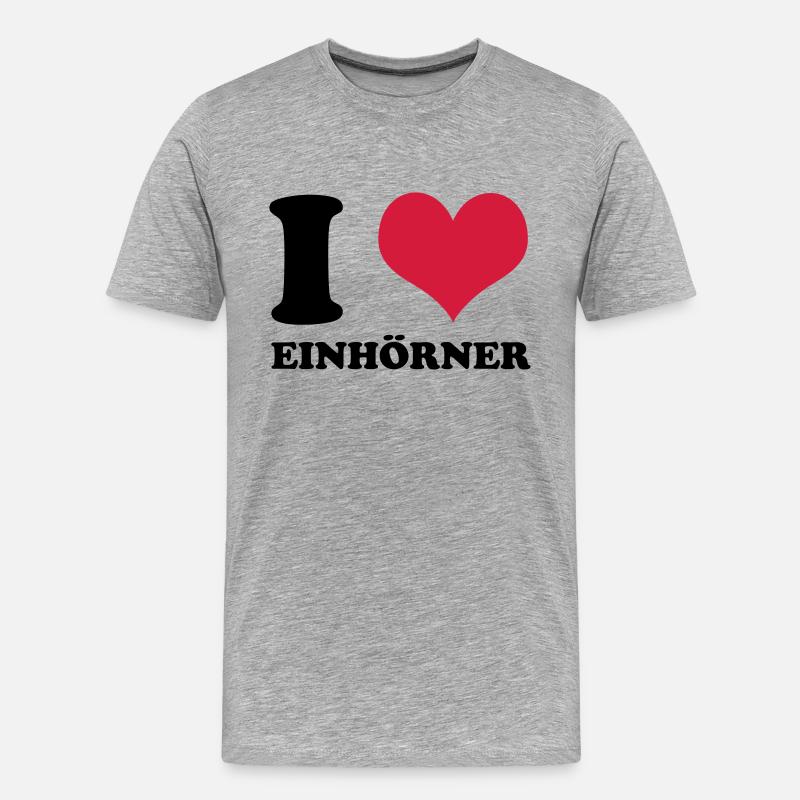 I Love Einhörner - Männer Premium Bio T-Shirt - Grau meliert