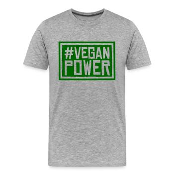#Vegan Power - Männer Premium Bio T-Shirt - Grau meliert - Vorne - Damien (186cm)