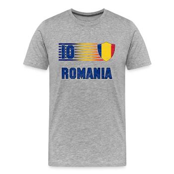 Rumänien Fußball Mannschaft - Männer Premium Bio T-Shirt - Grau meliert - Vorne - Damien (186cm)