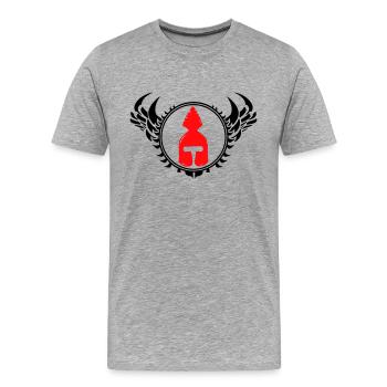 Sparta Helmet - Men's Premium Organic T-Shirt - heather grey - Front - Damien (186cm)