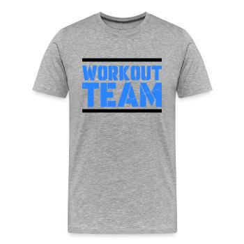 workout team - Männer Premium Bio T-Shirt - Grau meliert - Vorne - Damien (186cm)