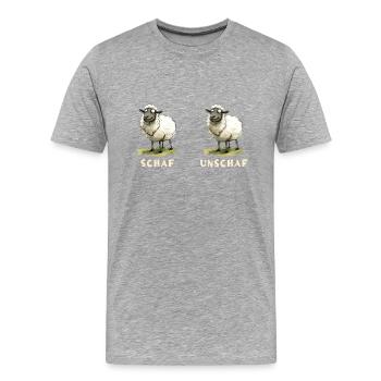 Schaf - Unschaf I Witzige Illustration - Männer Premium Bio T-Shirt - Grau meliert - Vorne - Damien (186cm)