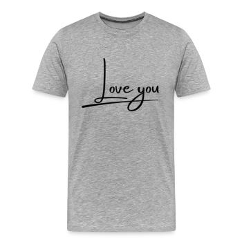 Je t’aime - T-shirt bio Premium Homme - gris chiné - Devant - Damien (186cm)