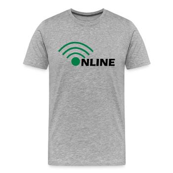 Online - Männer Premium Bio T-Shirt - Grau meliert - Vorne - Damien (186cm)