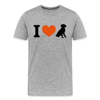 J'aime labrador - T-shirt bio Premium Homme - gris chiné - Devant - Damien (186cm)