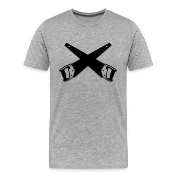 Handwerker Säge - Männer Premium Bio T-Shirt - Grau meliert - Vorne - Damien (186cm)
