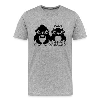 couple 2 penguins love paerchen in love sonnenbril - Men's Premium Organic T-Shirt - heather grey - Front - Damien (186cm)