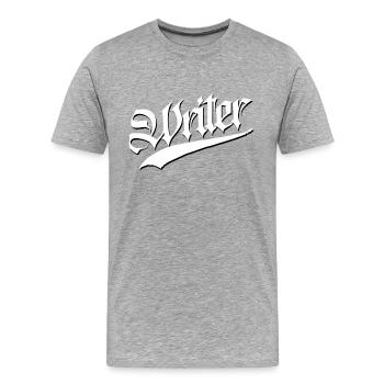 writer tags graffitti cap sticker aufkleber street - Männer Premium Bio T-Shirt - Grau meliert - Vorne - Damien (186cm)