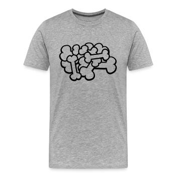 Cartoon großer Knochen Haufen - Männer Premium Bio T-Shirt - Grau meliert - Vorne - Damien (186cm)