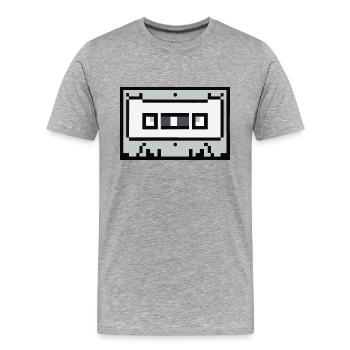 Cassette Idée cadeau rétro pixélisée - T-shirt bio Premium Homme - gris chiné - Devant - Damien (186cm)