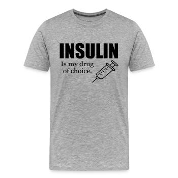 Droge der Wahl lustiger Diabetes - Männer Premium Bio T-Shirt - Grau meliert - Vorne - Damien (186cm)