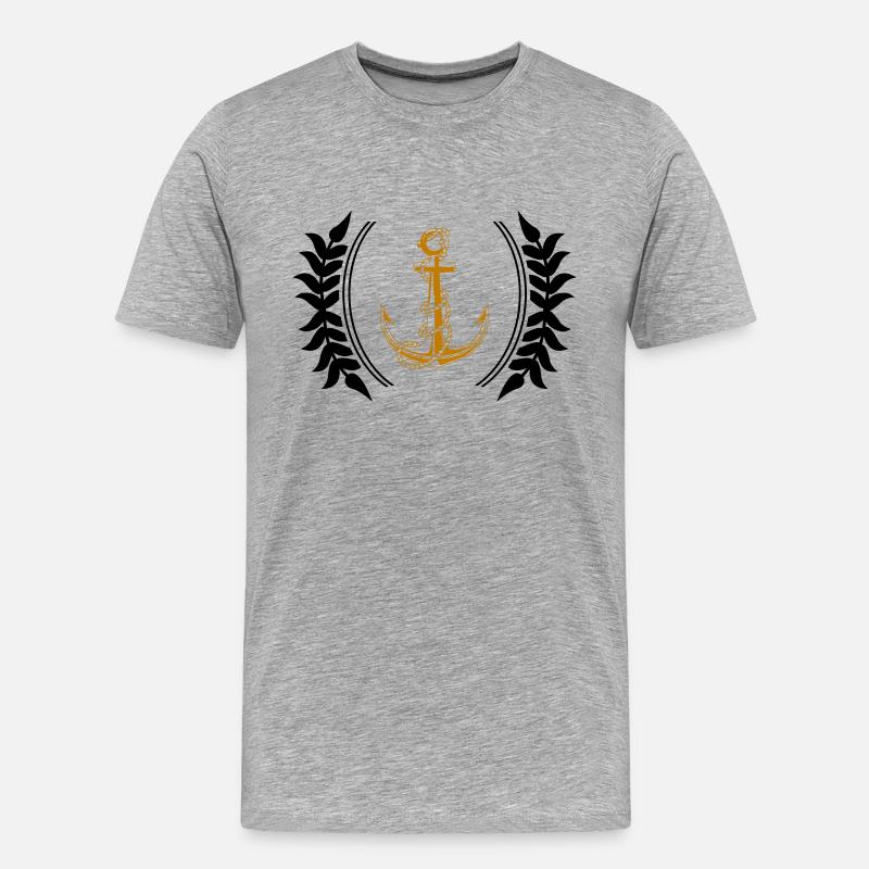 anker wappen - Männer Premium Bio T-Shirt - Grau meliert
