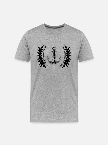 anker wappen - Männer Premium Bio T-Shirt - Grau meliert