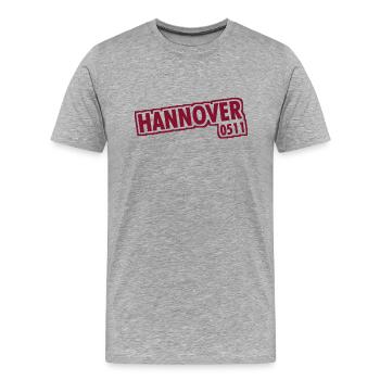 Hanovre - 0511 - Indicatif régional - Basse-Saxe - T-shirt bio Premium Homme - gris chiné - Devant - Damien (186cm)