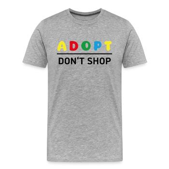 Farben Froh - Adopt Don't Shop - Männer Premium Bio T-Shirt - Grau meliert - Vorne - Damien (186cm)