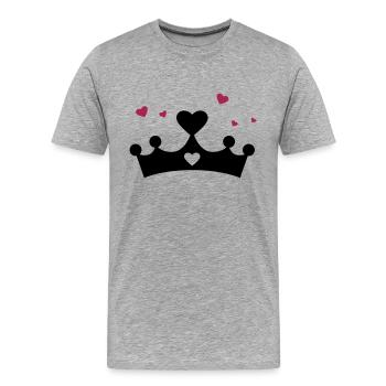 Princess, Crown, Hearts, Christmas, Birthday, Gift - T-shirt bio Premium Homme - gris chiné - Devant - Damien (186cm)
