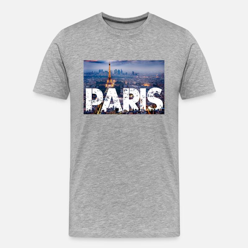 Paris Eiffelturm - Männer Premium Bio T-Shirt - Grau meliert