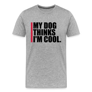 Le chien pense dans la fraîcheur - T-shirt bio Premium Homme - gris chiné - Devant - Damien (186cm)