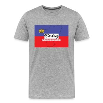 Vaduz - Hauptstadt mit GPS & Flagge - Männer Premium Bio T-Shirt - Grau meliert - Vorne - Damien (186cm)