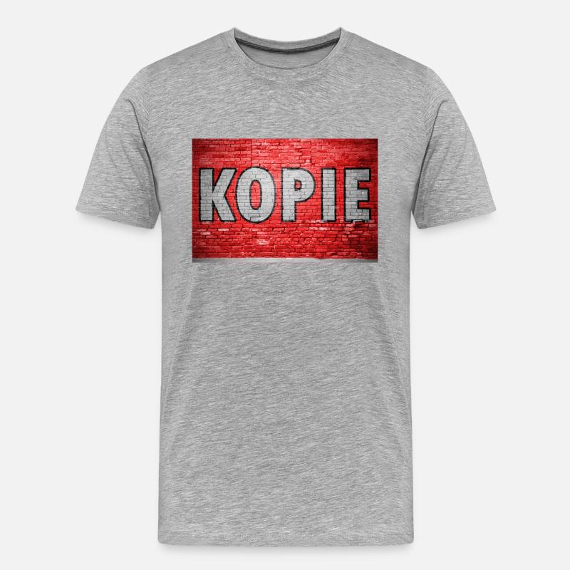 Kopie Ziegelsteinmauer Graffiti - Männer Premium Bio T-Shirt - Grau meliert