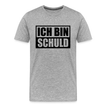 Ich bin Schuld | Farbe änderbar - Männer Premium Bio T-Shirt - Grau meliert - Vorne - Damien (186cm)