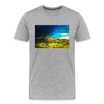 LUMIÈRE DE MER - T-shirt bio Premium Homme - gris chiné - Devant - Damien (186cm)