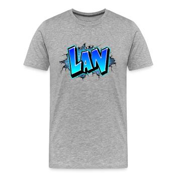 Graffiti Lan Blaue Ziegel Risse - Männer Premium Bio T-Shirt - Grau meliert - Vorne - Damien (186cm)