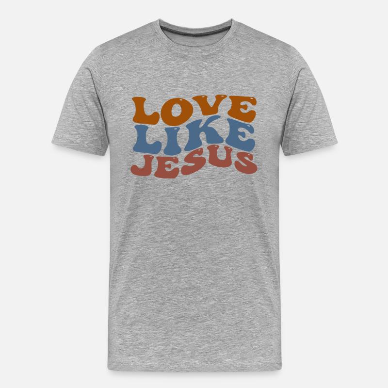 Love Like Jesus - Männer Premium Bio T-Shirt - Grau meliert