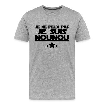 je suis nounou - T-shirt bio Premium Homme - gris chiné - Devant - Damien (186cm)