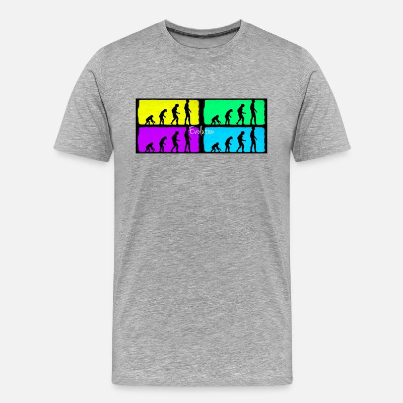 evolution - Männer Premium Bio T-Shirt - Grau meliert