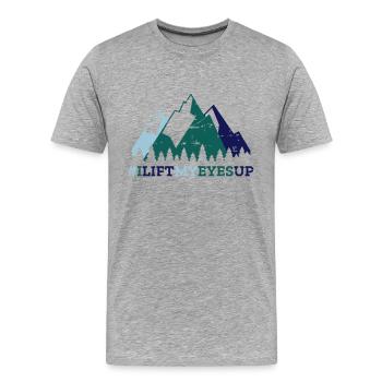 Psalm Mountain Berge Bergsteiger Bibel Bibelvers - Männer Premium Bio T-Shirt - Grau meliert - Vorne - Damien (186cm)