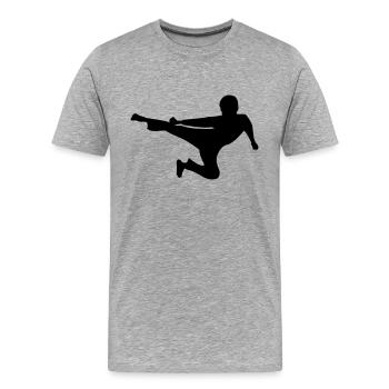 kung_fu - Männer Premium Bio T-Shirt - Grau meliert - Vorne - Damien (186cm)