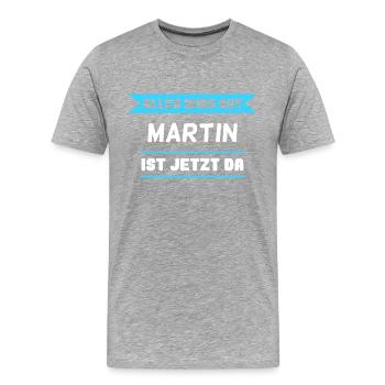 Martin Name Design für stolze Martins - Männer Premium Bio T-Shirt - Grau meliert - Vorne - Damien (186cm)