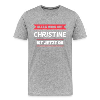 Christine Name Design für stolze Christines - Männer Premium Bio T-Shirt - Grau meliert - Vorne - Damien (186cm)