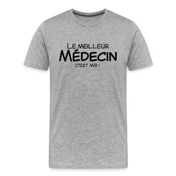 Le meilleur médecin c'est moi - T-shirt bio Premium Homme - gris chiné - Devant - Damien (186cm)