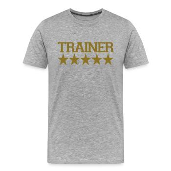 trainer - Männer Premium Bio T-Shirt - Grau meliert - Vorne - Damien (186cm)