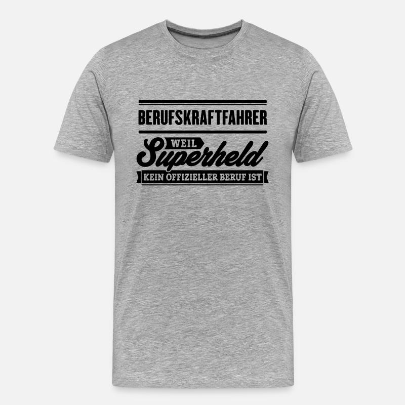Superheld Berufskraftfahrer - Männer Premium Bio T-Shirt - Grau meliert