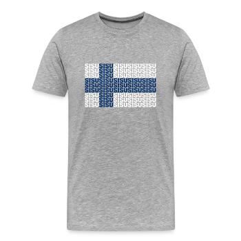 Suomi - Sisu - Drapeau - Finlande - Finlande - T-shirt bio Premium Homme - gris chiné - Devant - Damien (186cm)
