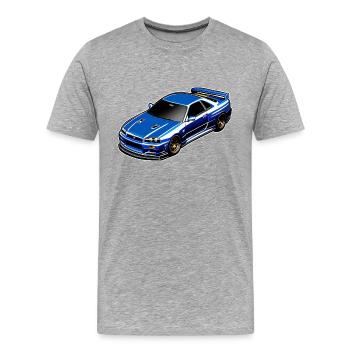 Jdm / Tuning / Turbocompresseur / Jantes / Chiptuning - T-shirt bio Premium Homme - gris chiné - Devant - Damien (186cm)