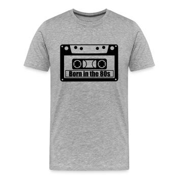 né dans les années 80 - T-shirt bio Premium Homme - gris chiné - Devant - Damien (186cm)